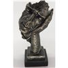 Image 1 : Surreal Floating Mask Resting Thinking Thinker Cold Cast Metallic Resin Sculpture 13.5" x 6"