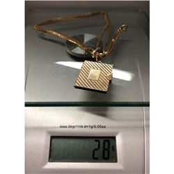 Ladies 27" 10k Gold Box Chain Necklace With 14k Book Pendant