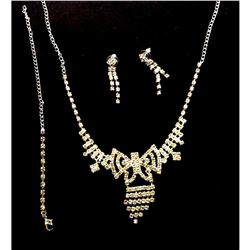 Czech Crystal Rhinestone Bridal Necklace Set