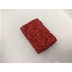 Natural Red Cinnabar Chinese Dragon Carved Pendant
