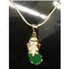 Image 2 : Asian Carved Green Jade Foo Dog Pendant On Chain
