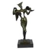 Image 1 : Surreal Abstract Winged Angel Figure Bronze Metal Statue Sculpture Dali 15" x 7"