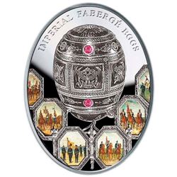 2012 Poland Mint "Patriotic War" Imperial Faberge Egg - Proof Silver Coin w/ Swarovski Crystals