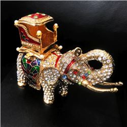 Faberge Elephant Trinket & Jewelry Box Made Crystal Bejeweled Figurine Ring Box