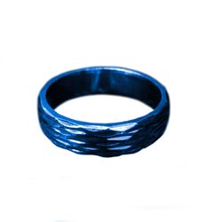 Blue Titanium Steel Rhombus Cut Band Men's Wedding Ring