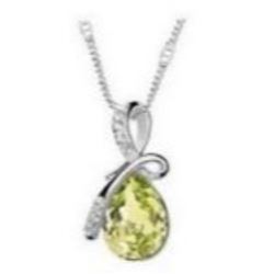 Austrian Crystal with Swarovski Elements - Tear drop shaped gem w/ribbon of clear gems above-Yellow