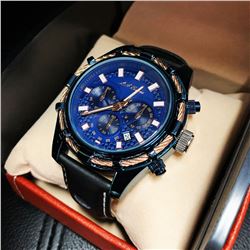 Mens L.A. Banus Neptune Cobalt Blue Chronograph Breathable Genuine Leather Band Watch