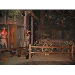 Western setting props: tools, chickens,