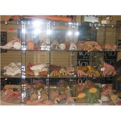 (lot) 80 plus wax hands and glass shelv