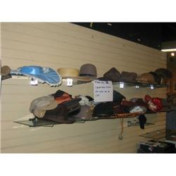 (lot) Miscellaneous hats on shelves