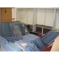 (lot) Room contents, metal shelving & (