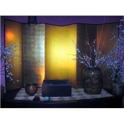 Set & props with vases, lights and curt