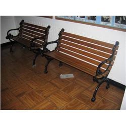 2 pieces wooden and metal benches