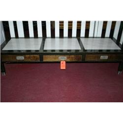 Coffee table with marble top.