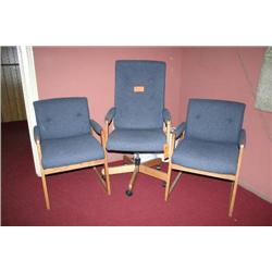 3 pcs. Matching Office chairs with blue