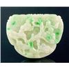 Image 1 : Burma Green Jadeite Carved Pine and Crane Toggle