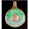 Image 1 : Chinese Green Jadeite Gilt Bezel Pendant
