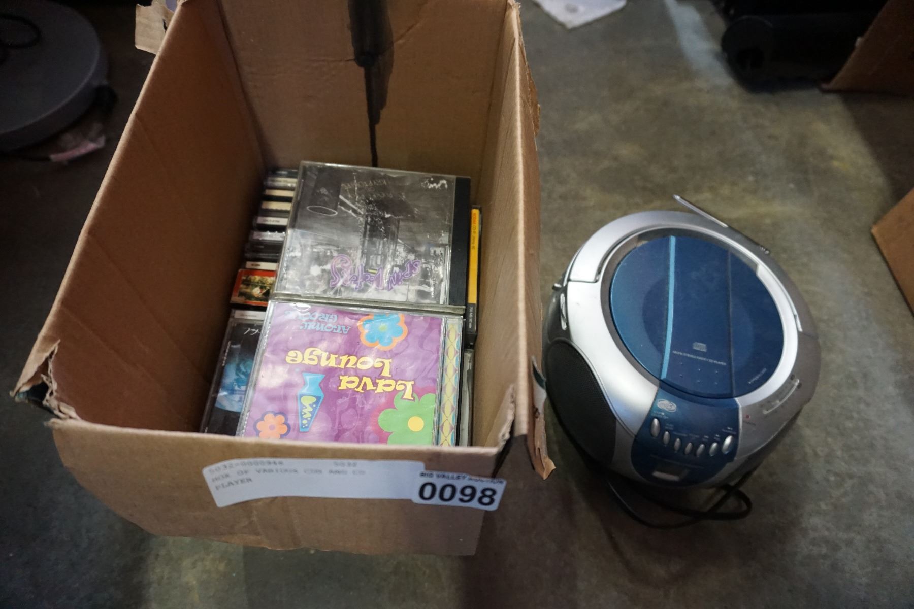 Cd Player Box Thing BOX OF VARIOUS CDS AND CD PLAYER
