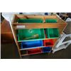 Image 1 : PINE STORAGE SHELF W/ BINS