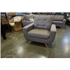 Image 1 : HOME ELEGANCE FLOOR MODEL GREY TUFTED MODERN ARMCHAIR, RETAIL $599