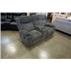 Image 2 : HOME ELEGANCE GREY FABRIC RECLINING LOVESEAT WITH CONSOLE