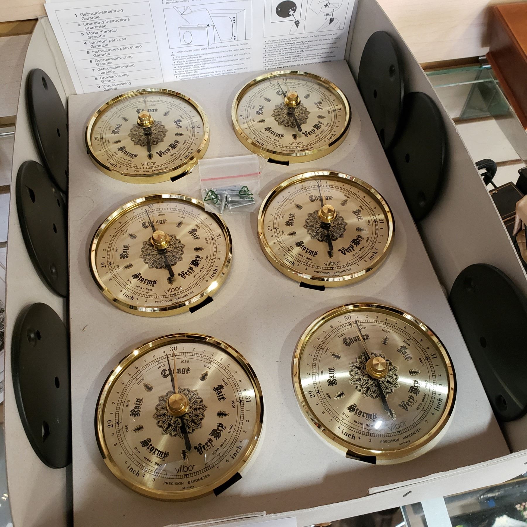Barometer Labels TRAY OF NEW BAROMETERS W/ HARDWARE - CALIBRATED - Big Valley Auction