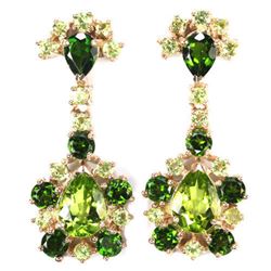 Natural Green Peridot & Chrome Diopside EARRINGS