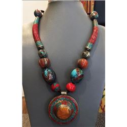 Tibet Natural Stone & Amber Tribal Queen Royal Necklace