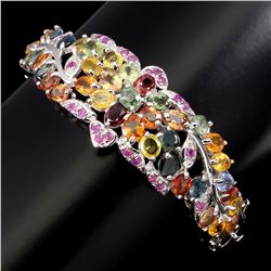 Natural Fancy Color Sapphire & Ruby 102 Ct  Bangle