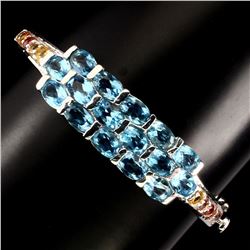 Natural Oval Cut Swiss Blue Topaz Sapphire Bangale