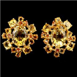 NATURAL 11X9 MM.  ORANGISH YELLOW CITRINE Earrings