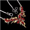 Image 3 : Handmade Natural Red Coral Emerald Sapphire Necklace