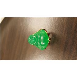 Hand Carved 12 Ct Jade Buddha Ring Mounted In 14 kt.