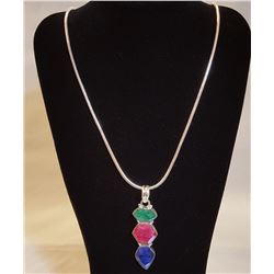 Awesome 8.50 cttw Ruby,Emearald & Sapphire Pendant.