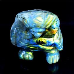 CERTIFIED 1035 CT HAND CARVED LABRADORITE OWL