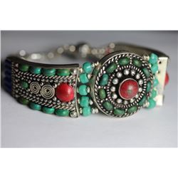 Tibet Hand Made Turquoise & Coral  Bracelet