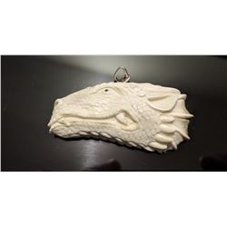 Hand Carved Antler Dragon Pendant