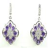 Image 1 : Natural Marquise Purple Amethyst White Topaz Earrings