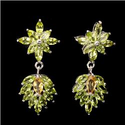 Natural Top Green Peridot & Citrine 58 Carats Earrings