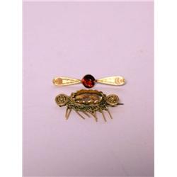 Two Items Antique Gold Jewelry