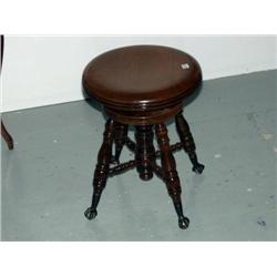 Victorian Glass Ball and Claw Piano Stool