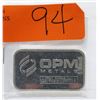 Image 1 : 1 Oz. OPM Mint .999+ Fine Silver Bar