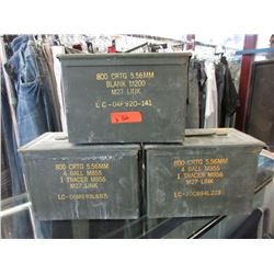 3 Metal Ammo Boxes - Each is 7" x 9" x 12"