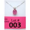 Image 1 : 2.87 Pink Tourmaline Sterling Silver Necklace