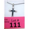 Image 1 : One Blue Diamond Cross Pendant with Chain