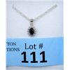 Image 1 : Blue Sapphire & Diamond Sterling Silver Pendant