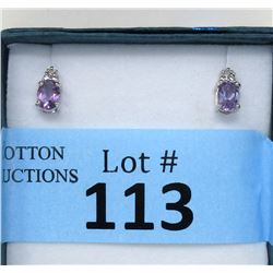 New 1.7 CT Amethyst & Diamond Earrings