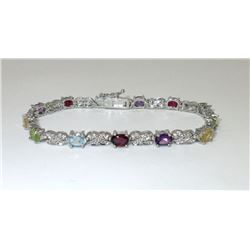 Multi Gemstone & Diamond Figure 8 Bracelet