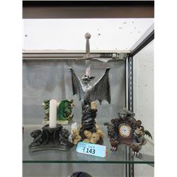 Gargoyle Stand & Dagger, Clock & Candleholders