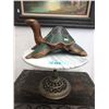 Image 1 : Marble Top Cake Stand & Carved Wood Turtle